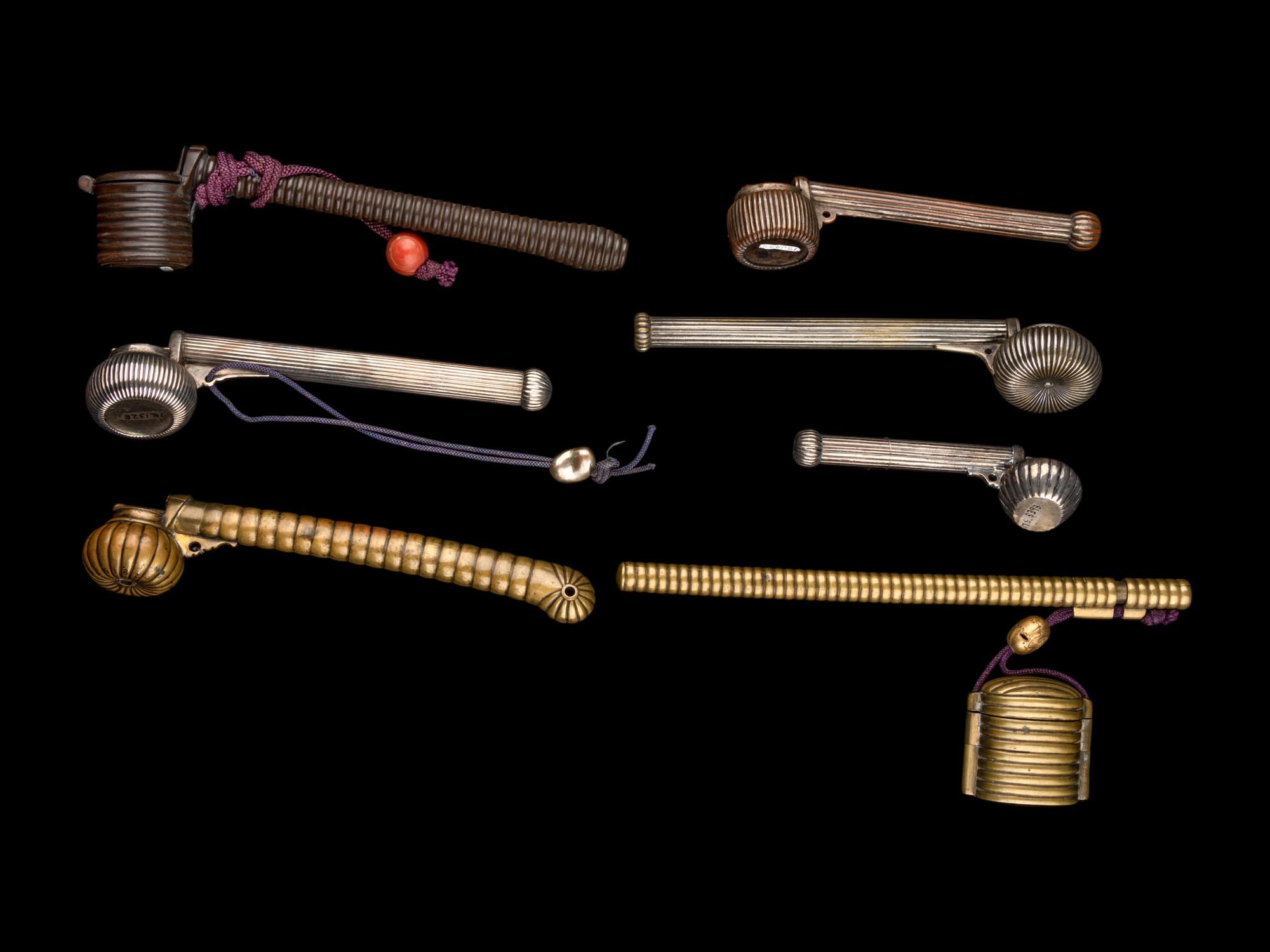 Seven Japanese 'Ribbed' Portable Writings Sets, Yatate