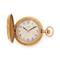 OMEGA, 18K YELLOW GOLD AND DIAMOND HUNTER CASE POCKET WATCH
