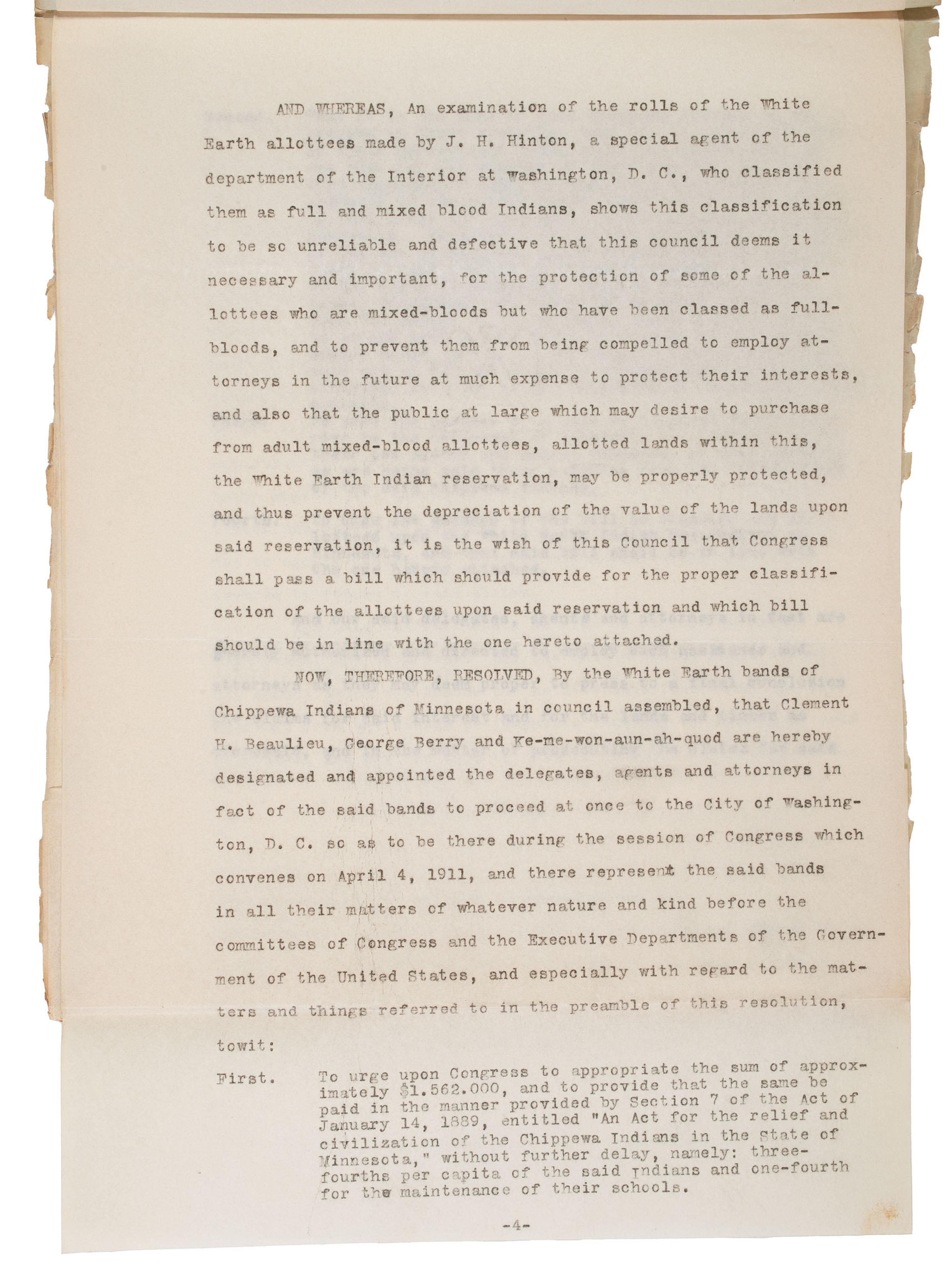 [NATIVE AMERICAN]. Archive of documents related to lawyer Daniel B. Henderson and his legal representation of various bands of Chippewa Indians.