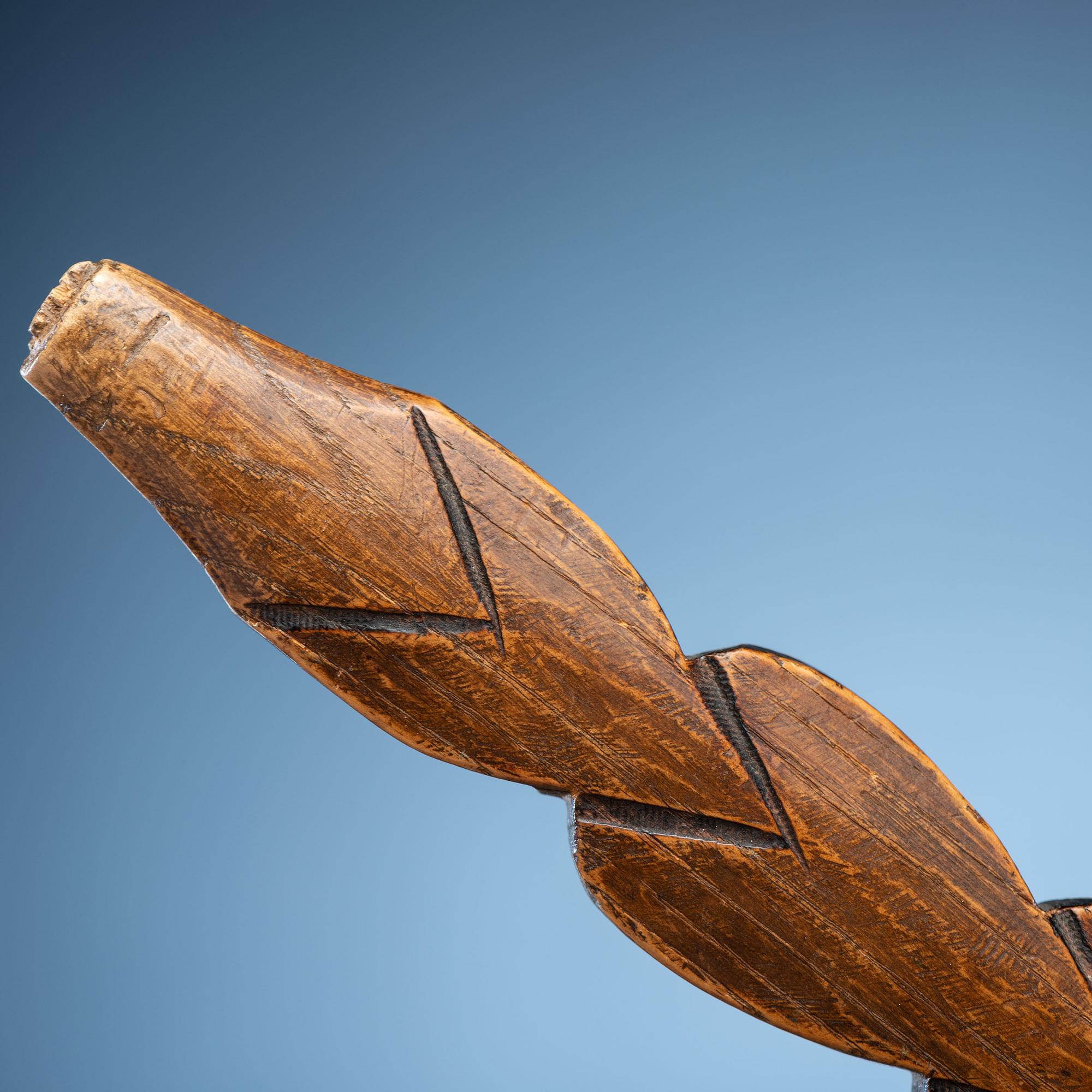 Western Great Lakes Carved Pipe Stem, with Catlinite Bowl