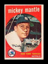 A 1959 Topps Mickey Mantle Baseball Card No. 10