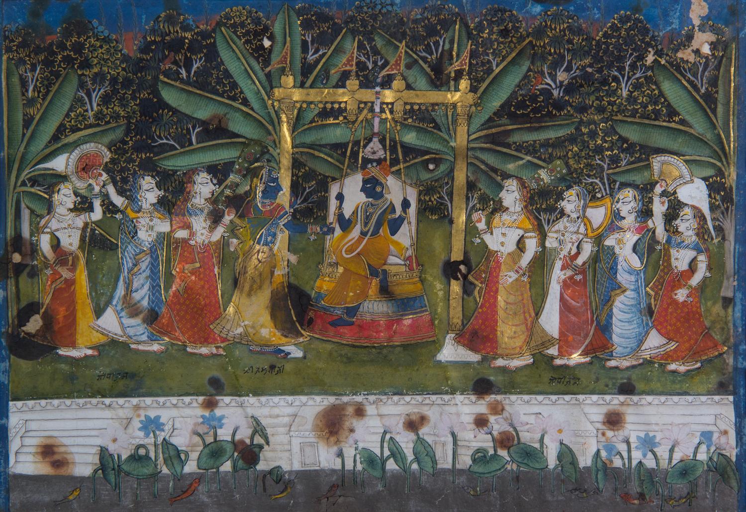 Two Kangra Traditional Court Paintings Dimensions of larger 8 x 11 1/4 inches. — 19TH/20TH CENTURY