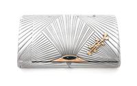 A Russian Silver Cigarette Case, Maker's Mark AK, kokoshnik mark AP, St. Petersburg, the case worked with radiating reeds throughout, t