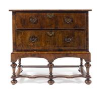 A William and Mary Style Walnut Chest on Stand Height 35 1/8 x width 39 1/4 x depth 19 1/4 inches. — 18TH/19TH CENTURY