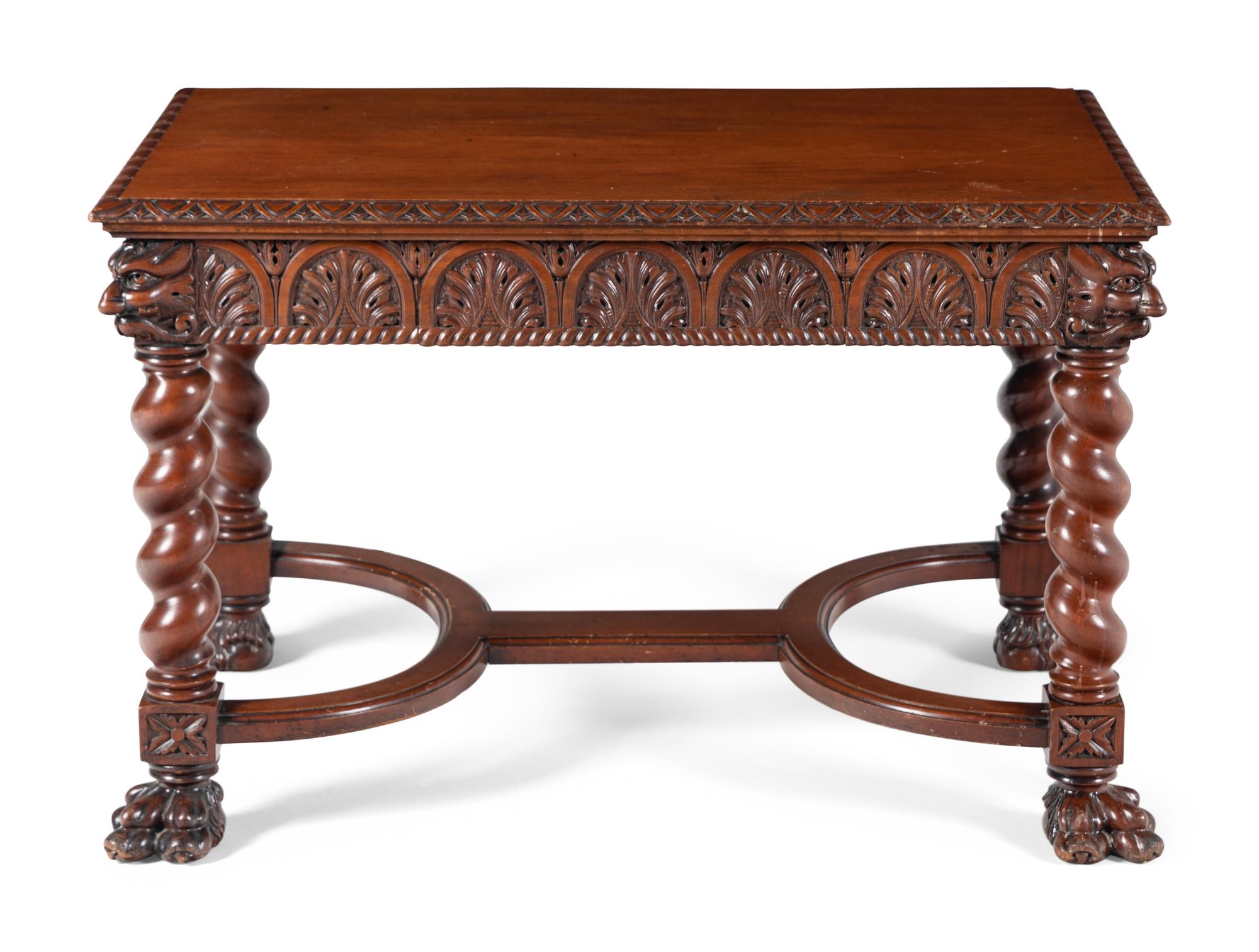A Renaissance Style Carved Walnut Table