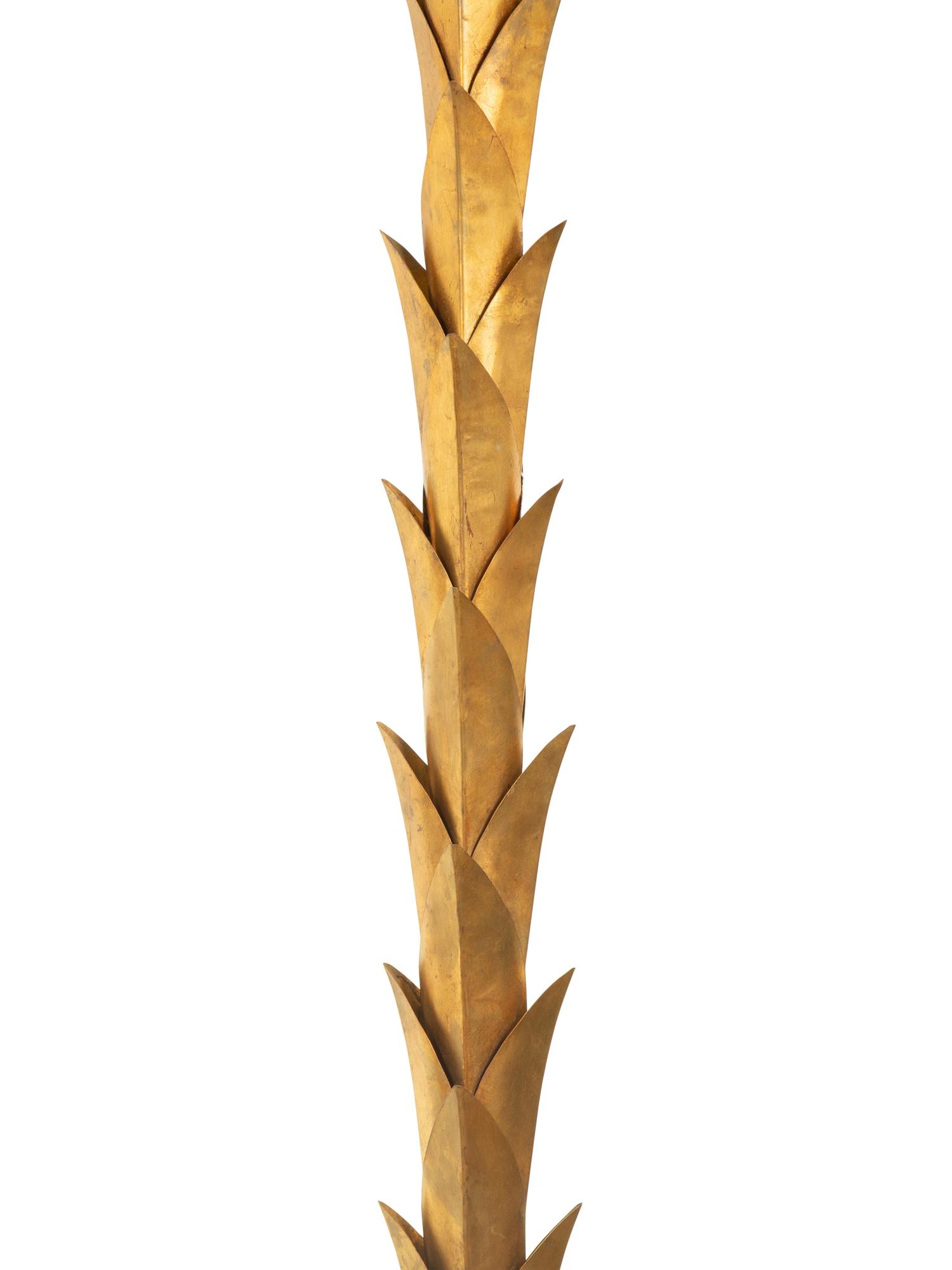 A Pair of Gilt Metal Palm Trees with Unusual Patinated Bronze Bases