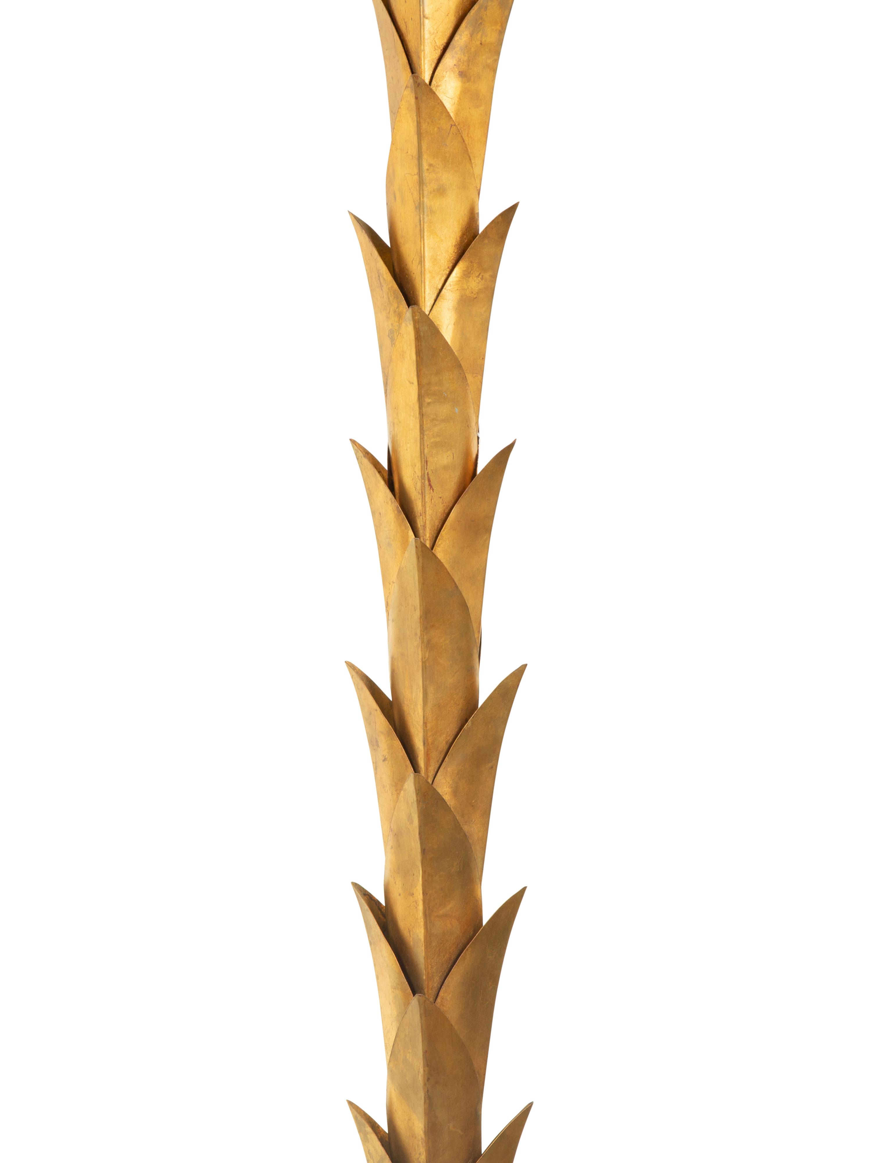 A Pair of Gilt Metal Palm Trees with Unusual Patinated Bronze Bases