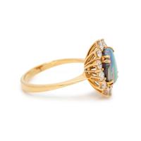 BLACK OPAL AND DIAMOND RING