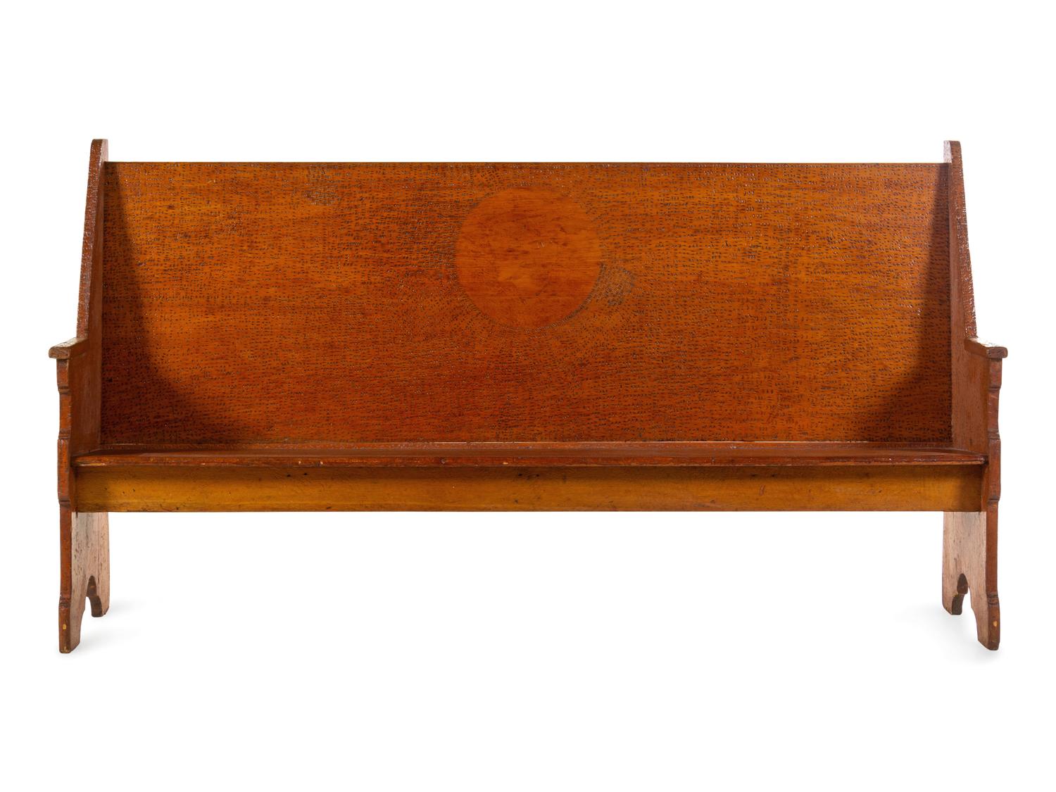 An American Pyrographic Decorated Bench