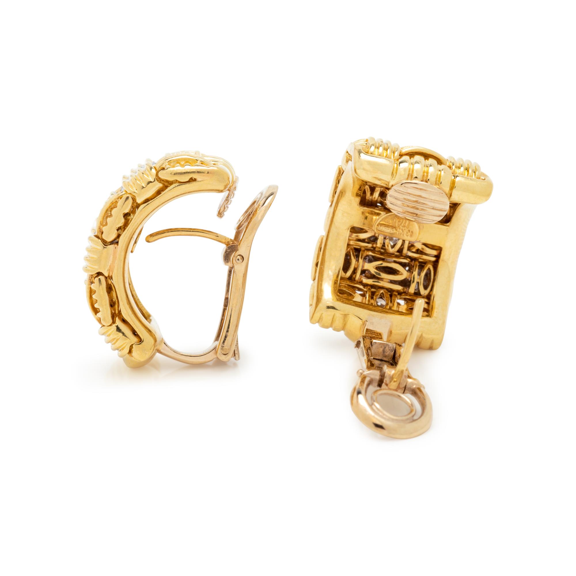 ROBERTO COIN, YELLOW GOLD AND DIAMOND 'APPASSIONATA' EARCLIPS