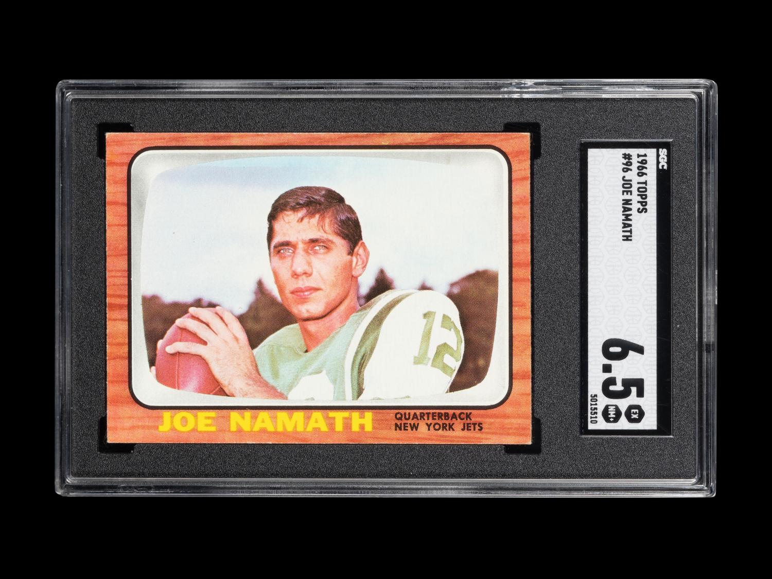 A 1966 Topps Joe Namath Football Card No. 96 (SGC 6.5)