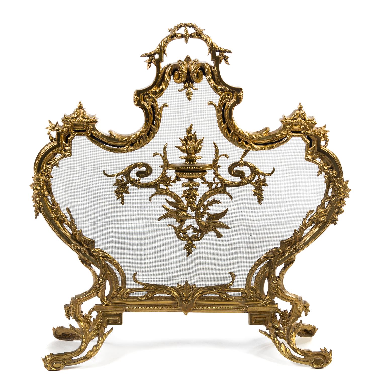 A Louis XV Style Brass Firescreen Height 31 x width 29 inches. — EARLY 20TH CENTURY