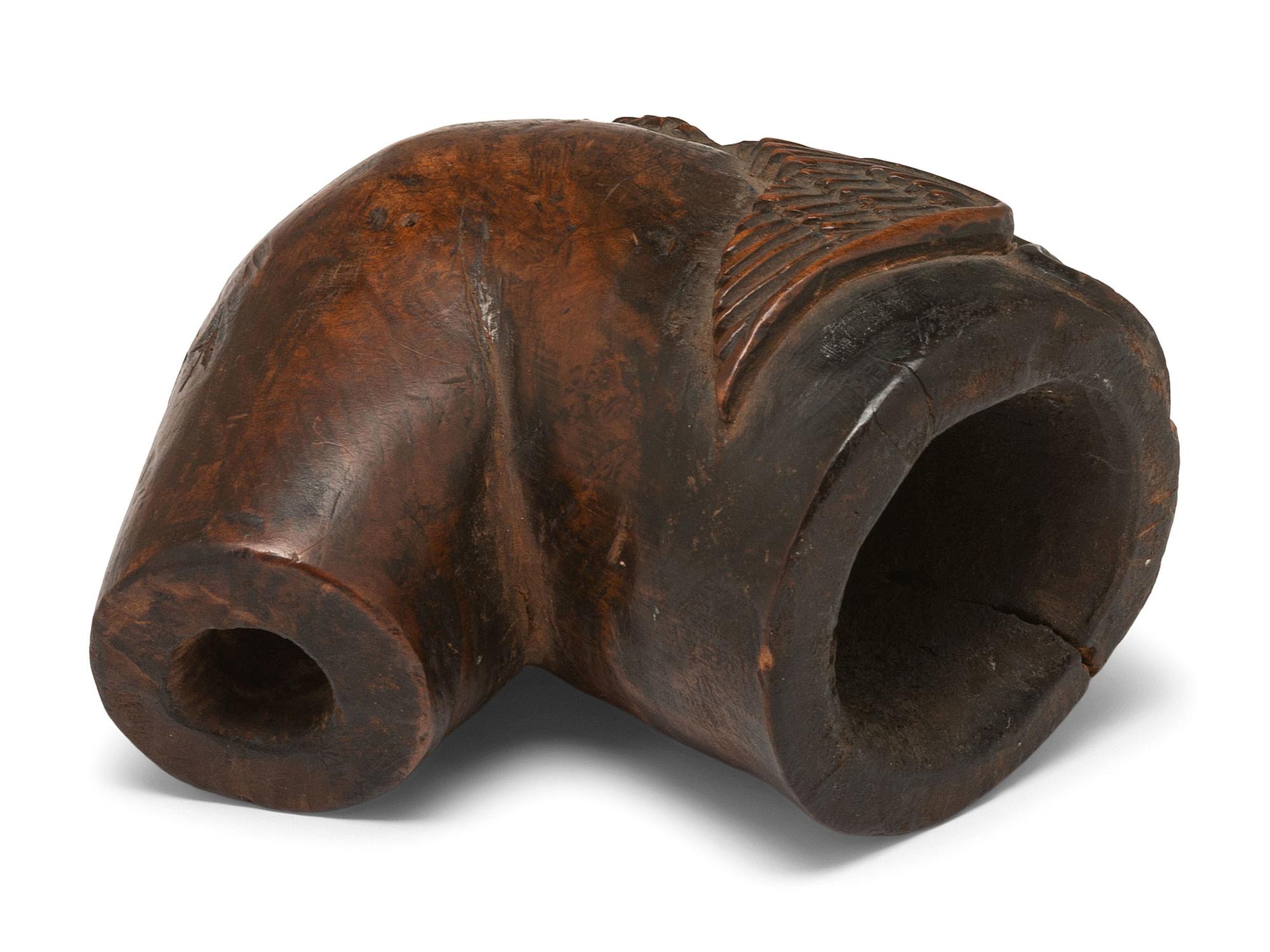 [CIVIL WAR]. Folk art carved Civil War soldier's pipe identified to Lieutenant Colonel James Gwyn, 118th Pennsylvania Infantry. Ca 1862.