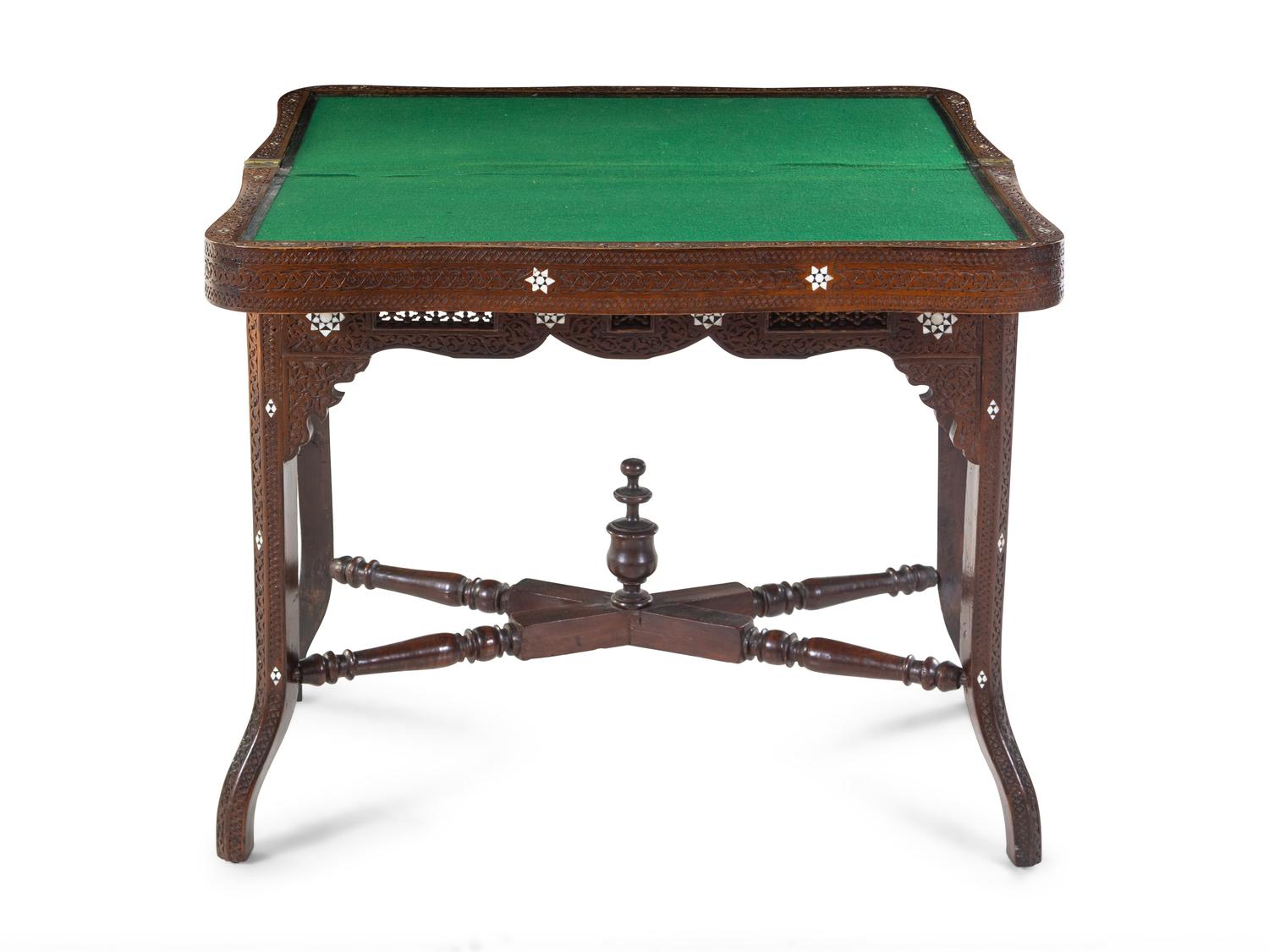 A Syrian Carved and Inlaid Game Table