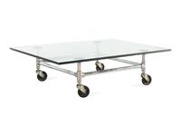 A Glass-Topped Steel Low Table