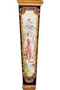 A Pair of Sèvres Style Gilt Bronze Mounted Painted and Parcel Gilt Porcelain and Onyx Pedestals