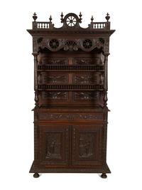 A French Breton Carved Oak Sideboard Cabinet