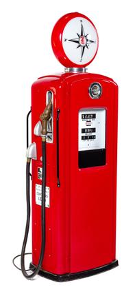 A Bennett Enameled Gasoline Pump Height 76 inches. — FIRST HALF 20TH CENTURY
