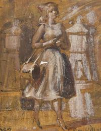 Reginald Marsh (American, 1898-1954) - Woman Walking; with The Red Skirt verso (A Double-Sided Work)