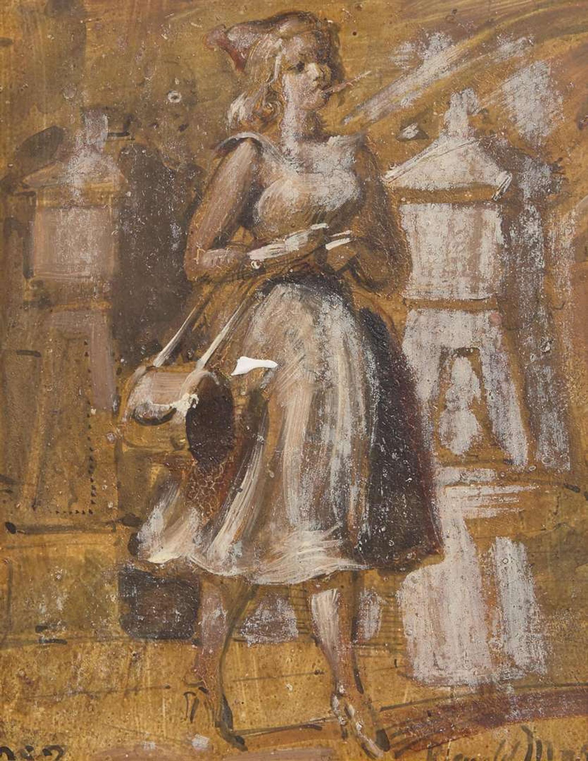Reginald Marsh (American, 1898-1954) - Woman Walking; with The Red Skirt verso (A Double-Sided Work)