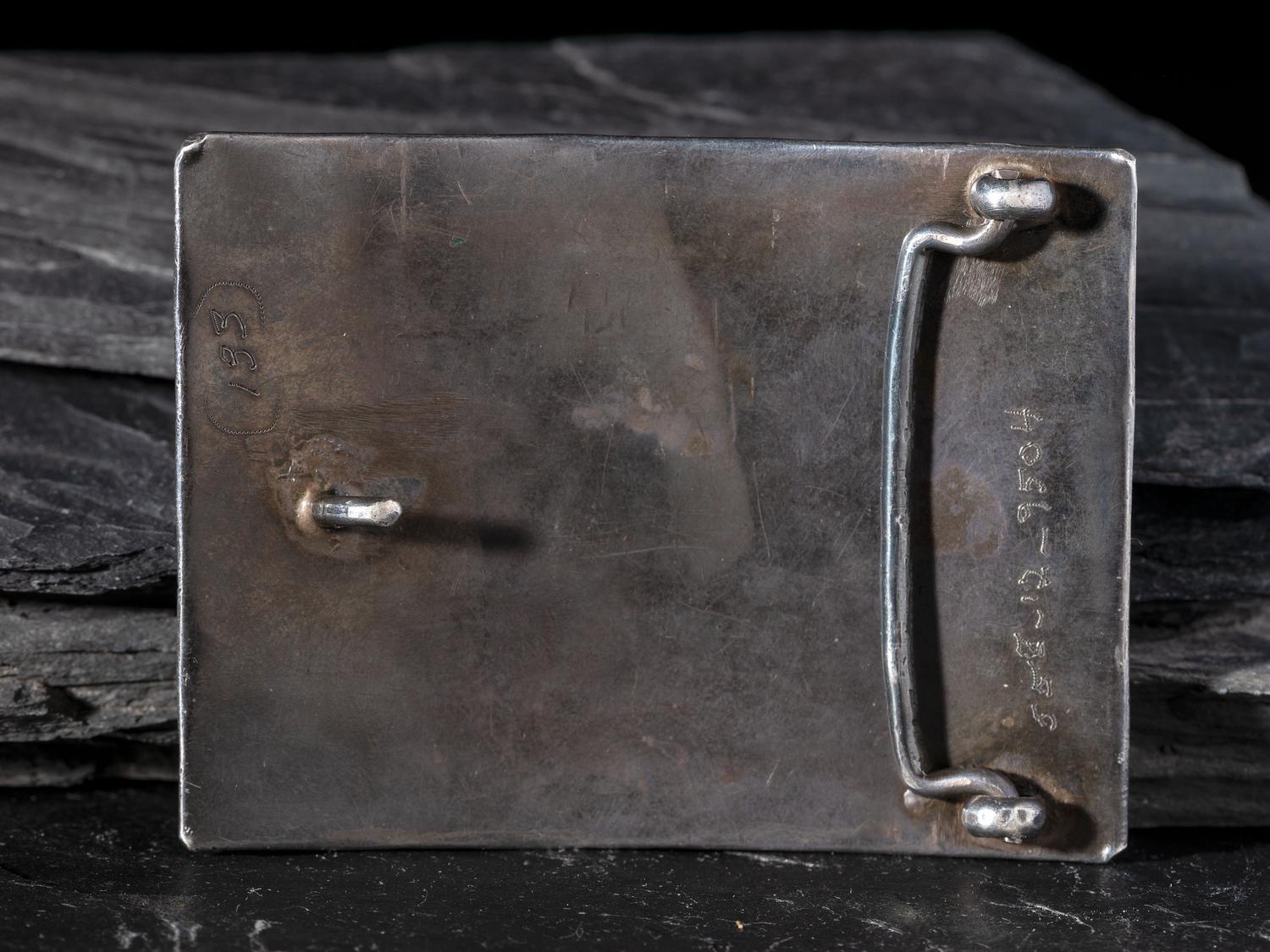 C.G. Wallace Era Zuni Silver and Channel Inlay Belt Buckle