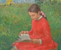 Francois Gall, (French, 1912-1987), Girl in Red Dress
