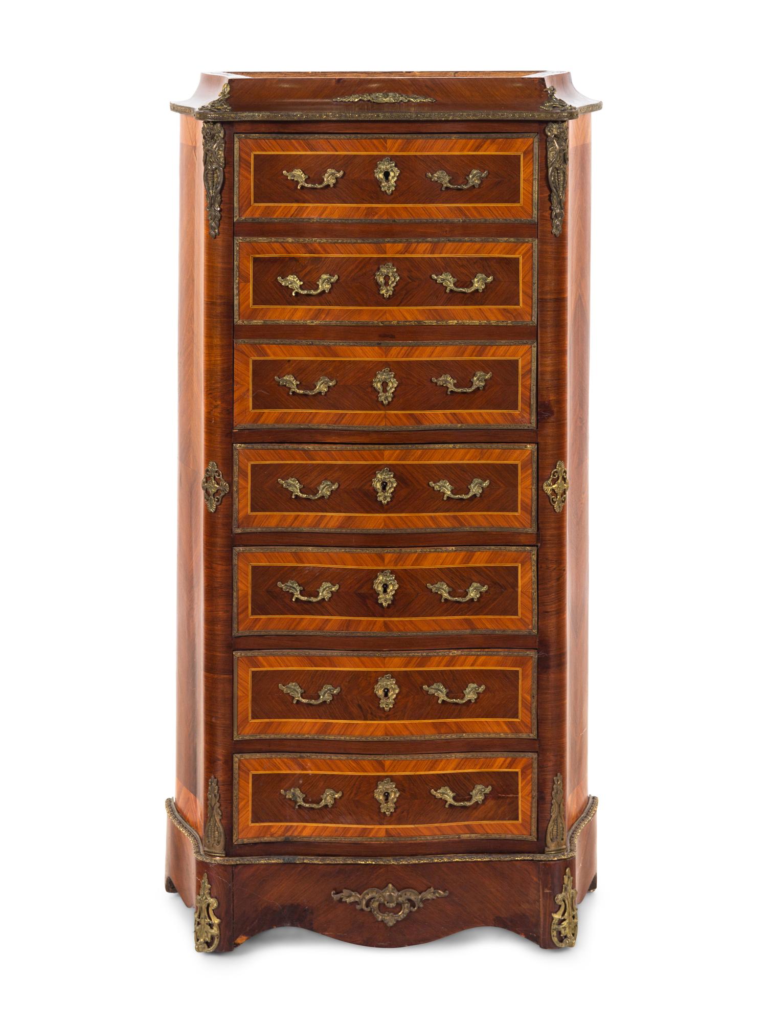 A Napoleon III Style Gilt Metal Mounted Kingwood Marble-Top Secrétaire à Abattant