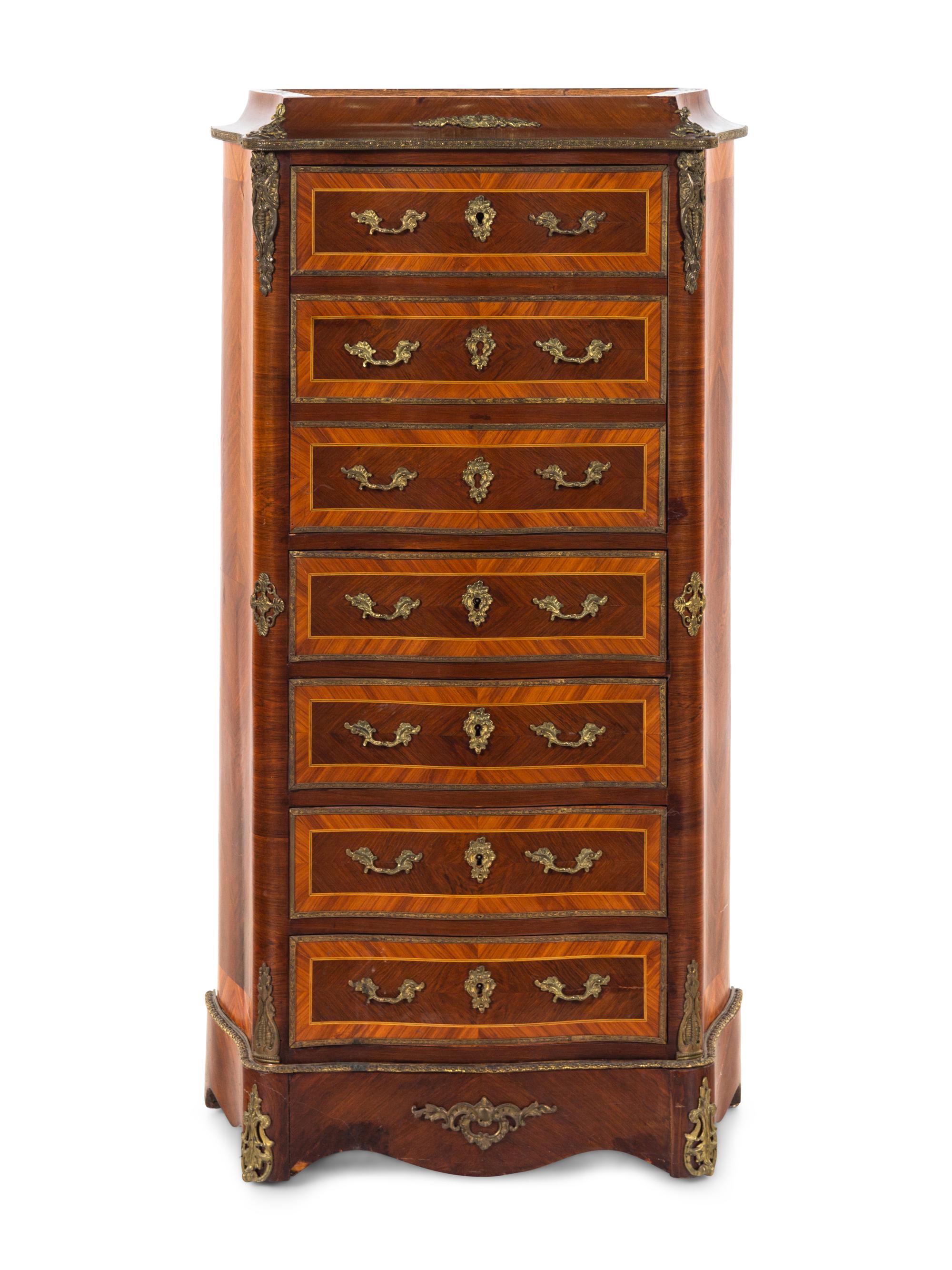A Napoleon III Style Gilt Metal Mounted Kingwood Marble-Top Secrétaire à Abattant