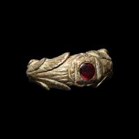 A Roman Gilt-Bronze and Garnet Ring