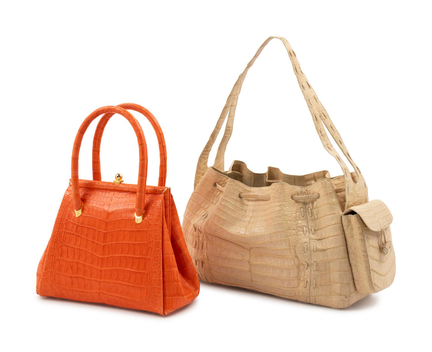 Two Crocodile Hand Bags: Lana Marks and Nancy Gonzales, 1990-2000s