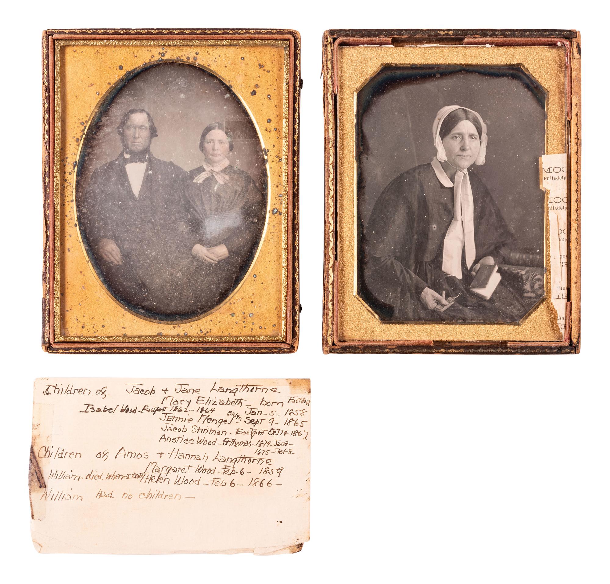 [EARLY PHOTOGRAPHY]. A group of 4 half plate daguerreotypes of identified subjects.