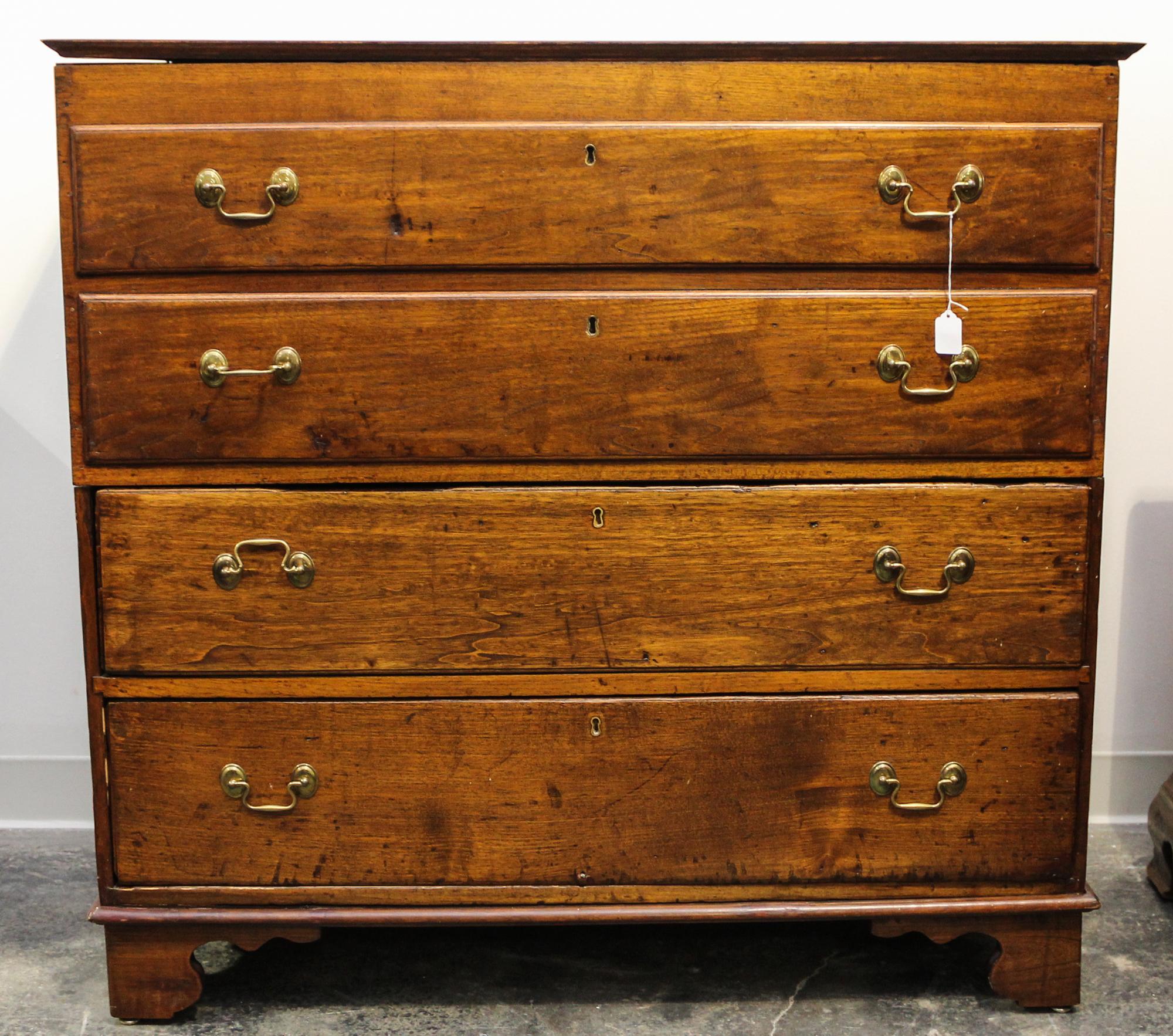 An American Pine Mule Chest Height 40 1/2 x width 43 1/4 x depth 20 1/2 inches. — 19TH CENTURY