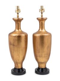 A Pair of Giltwood Baluster-Form Lamps