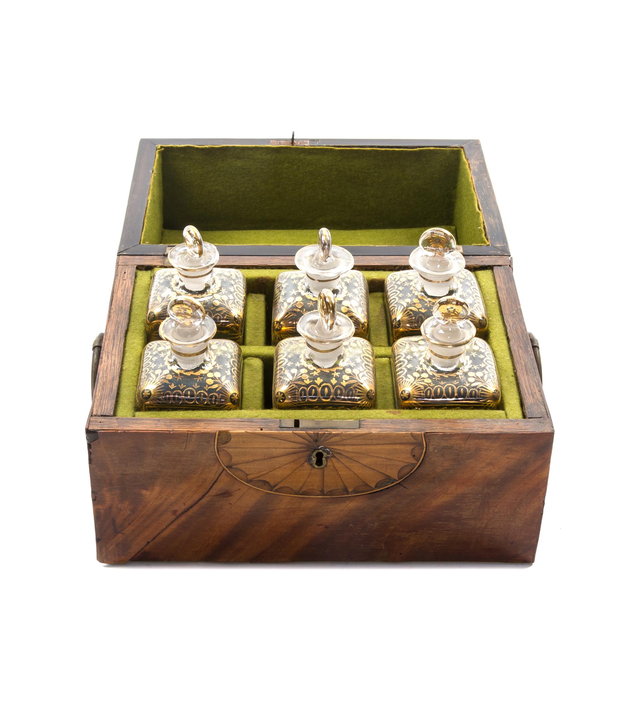 A Regency Mahogany Liquor Box, Height 7 3/4 x width 10 3/4 x depth 7 3/8 inches.