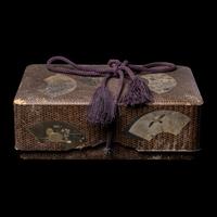 A Japanese Mixed-Metal Inset Lacquer Stationary Box, Bunko, Meiji-Taisho Period