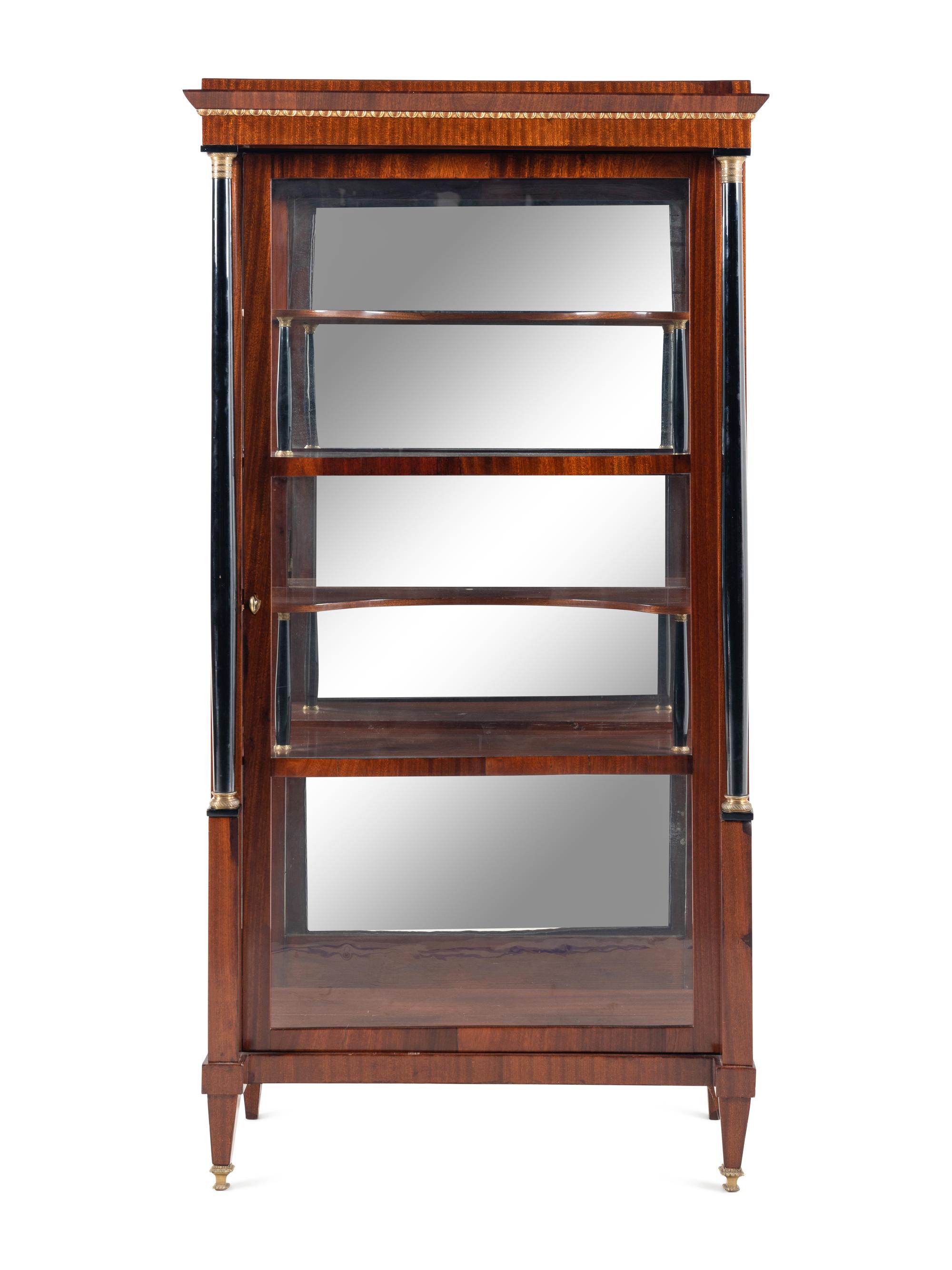 An Austrian Neoclassical Gilt Metal Mounted and Part-Ebonized Mahogany Vitrine