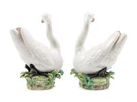 A Pair of Meissen Porcelain Swan Figures