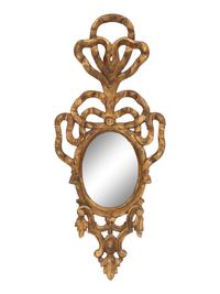 A Pair of Italian Giltwood Ribbon-Tied Oval Mirrors