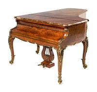 A Louis XV Style Gilt Bronze Mounted Kingwood, Bois Satiné, Mahogany and Marquetry Piano à Queue