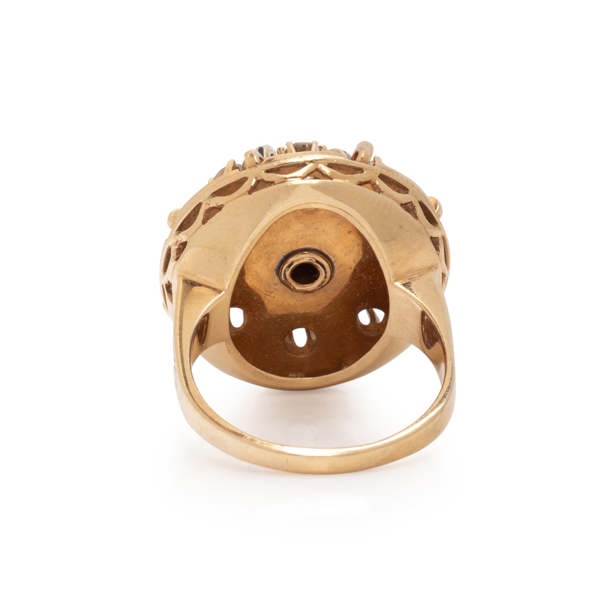 DIAMOND, ENAMEL AND YELLOW GOLD RING