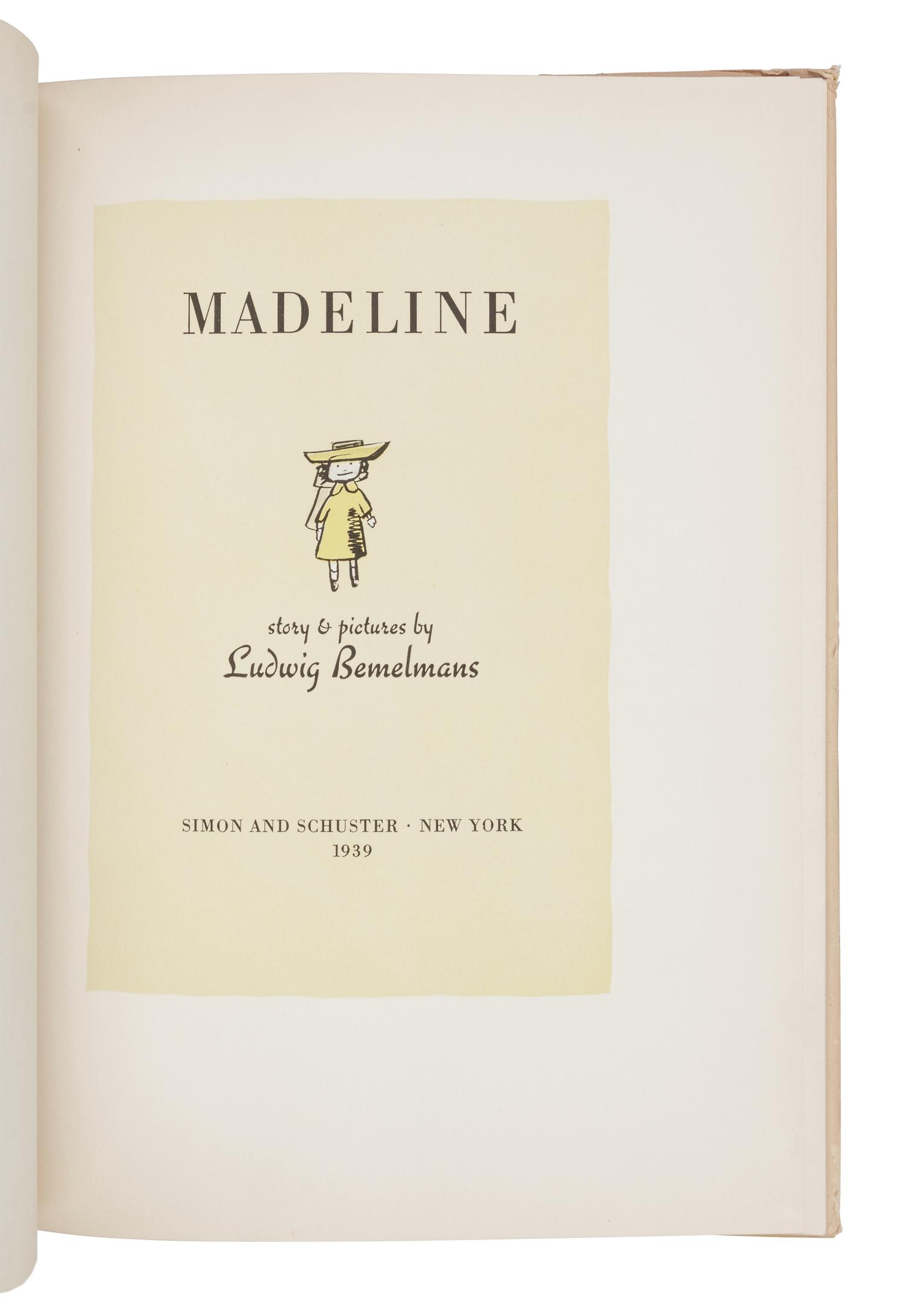 [CHILDREN'S BOOKS]. BEMELMANS, Ludwig (1898-1962). Madeline . New York: Simon and Schuster, 1939.