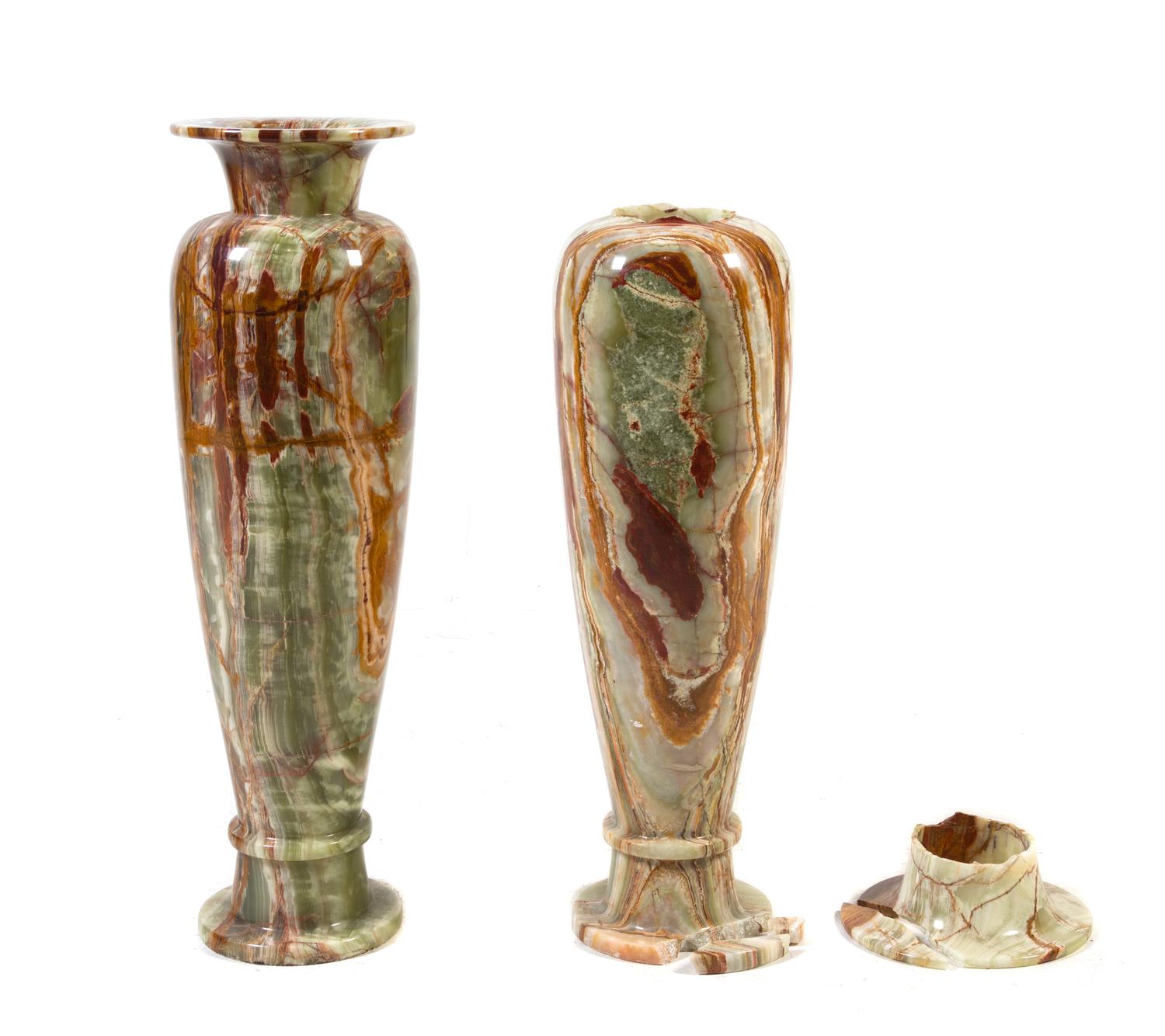 A Pair of Large Onyx Vases Height 34 inches. — 20TH CENTURY