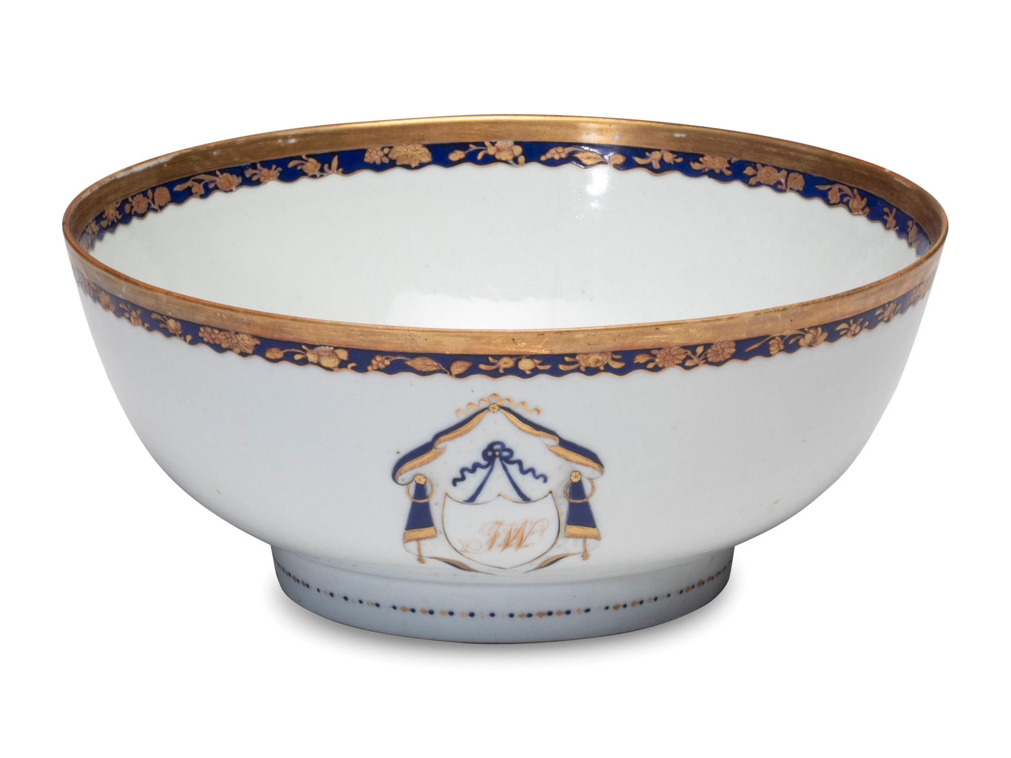 A Chinese Export Porcelain Bowl and Pair of Plates