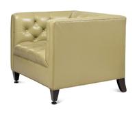 A Pair of Contemporary Apple Green Leather-Upholstered Lounge Chairs