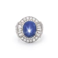STAR SAPPHIRE AND DIAMOND RING