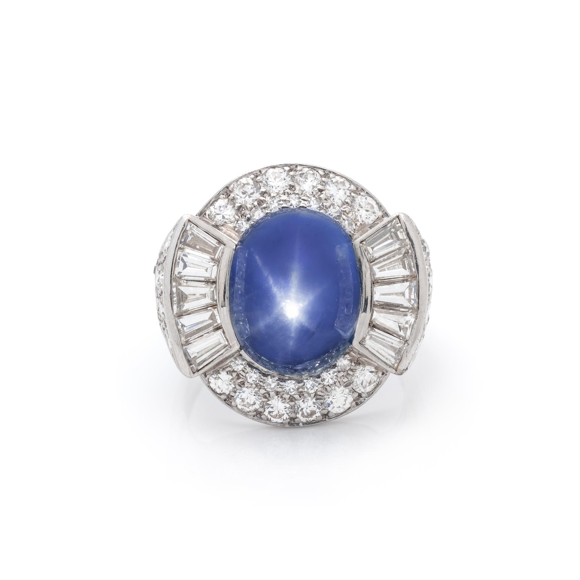STAR SAPPHIRE AND DIAMOND RING