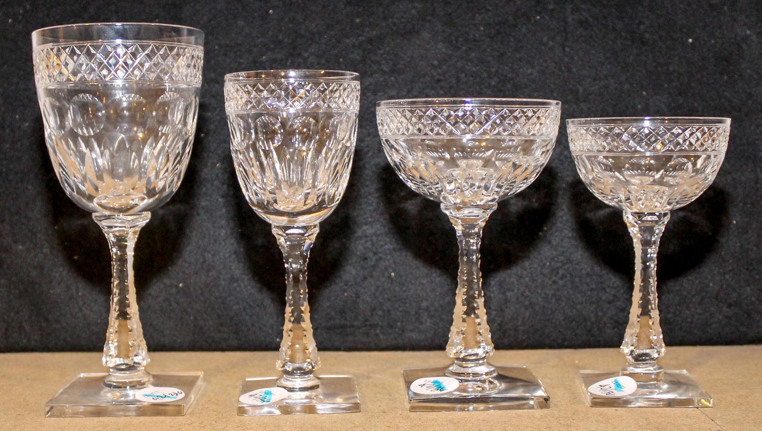 A Collection of Hawkes Cut Glass Stemware Height of tallest 7 1/2 inches.