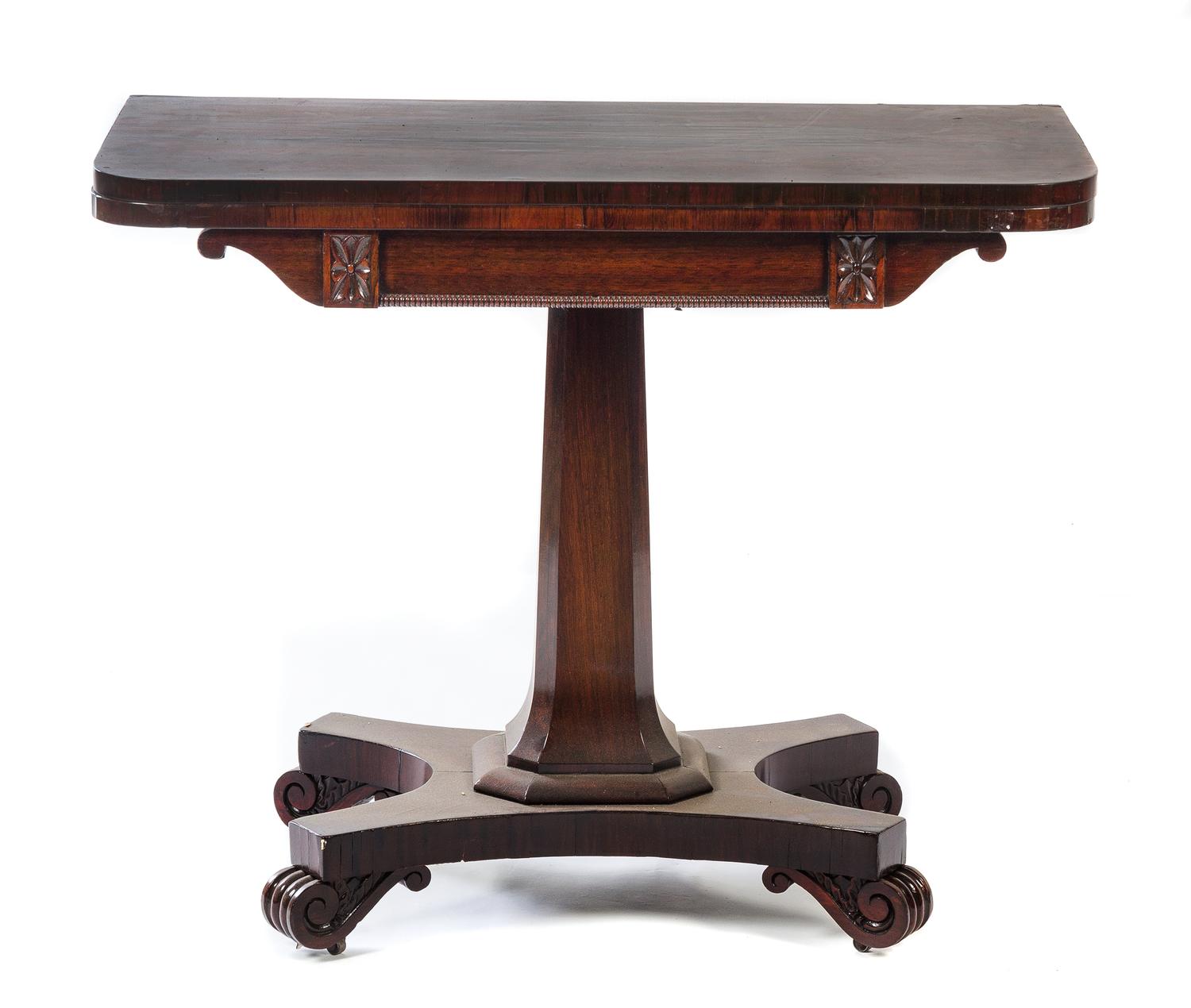 A William IV Mahogany Game Table Height 29 1/2 x width 36 x depth 17 1/2 inches. — FIRST HALF 19TH CENTURY