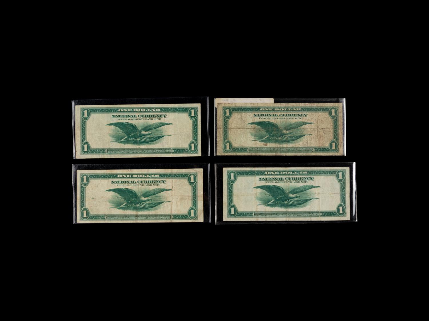 A Group of Four Series 1918 FRBN $1 Notes