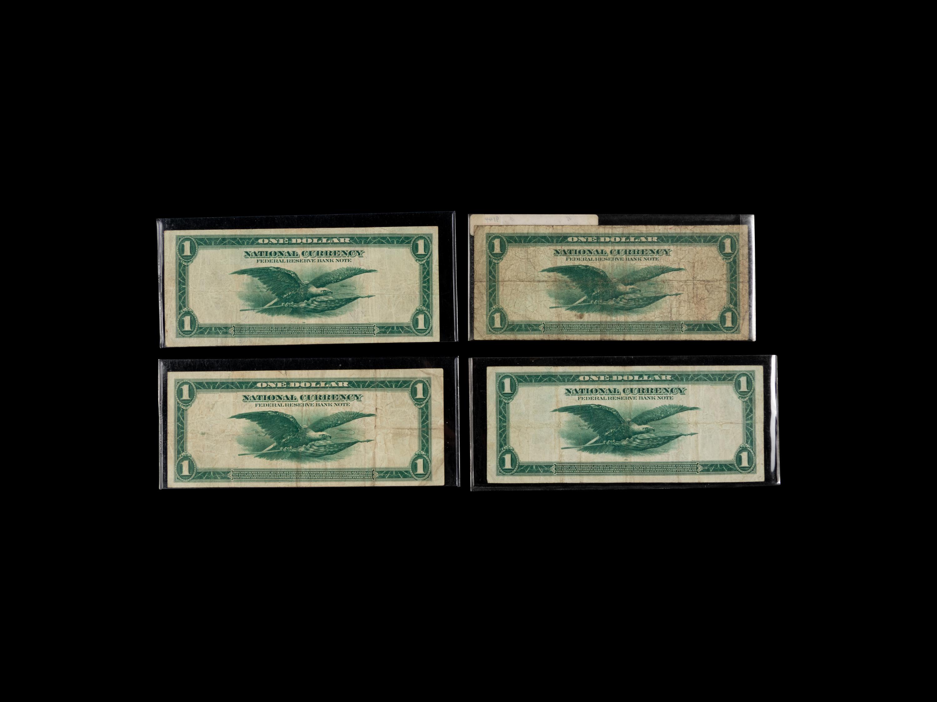 A Group of Four Series 1918 FRBN $1 Notes